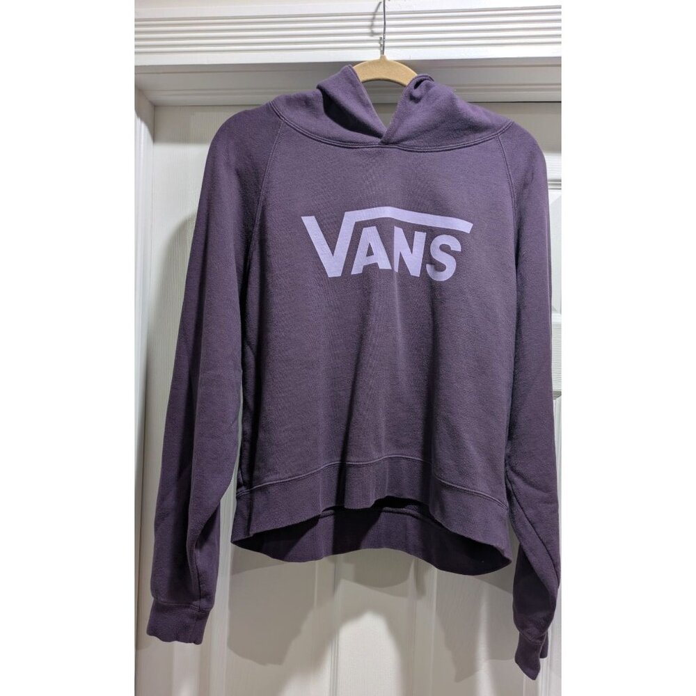 Vans Womens Purple Hoodie Medium Logo Front Back Cotton Skater Beachy
